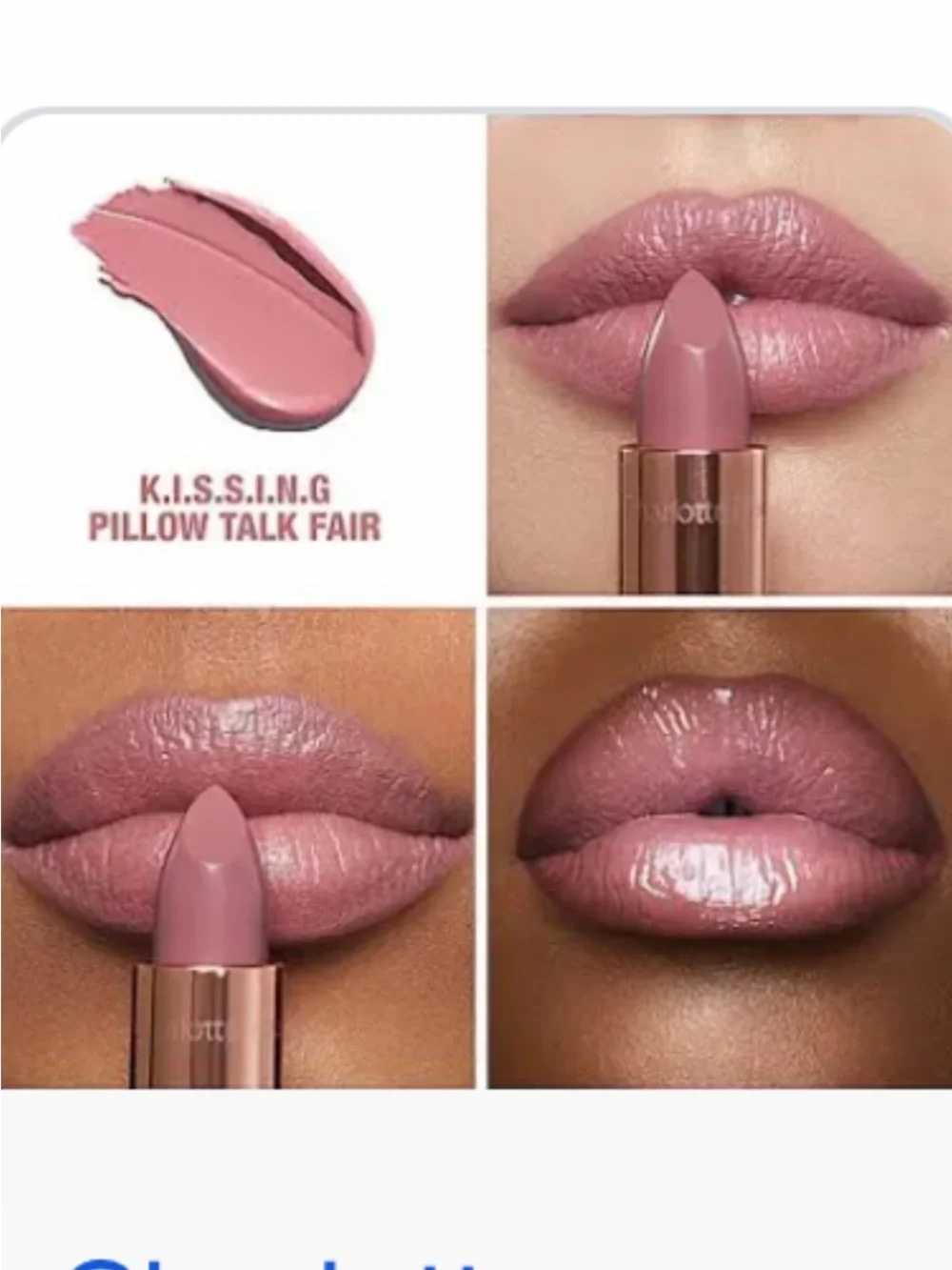 Charlotte Tilbury Pillow Talk fair kissing Lipstick